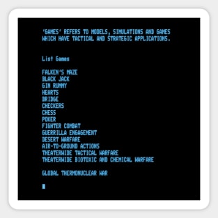 War Games – Global Thermonuclear War Sticker